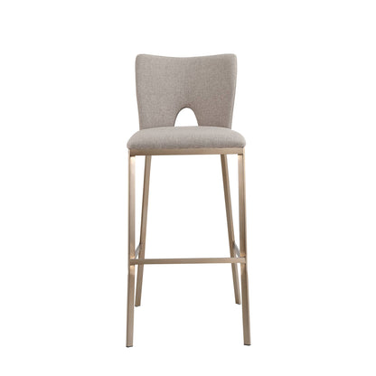 Modrest Burton Glam Greige Fabric Brass Bar Stool