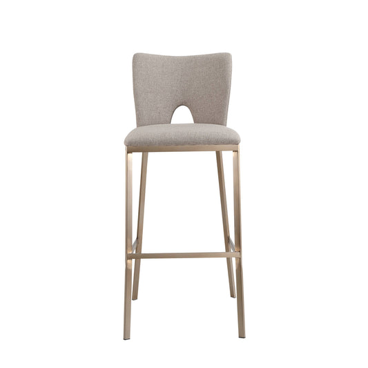 Modrest Burton Glam Greige Fabric Brass Bar Stool