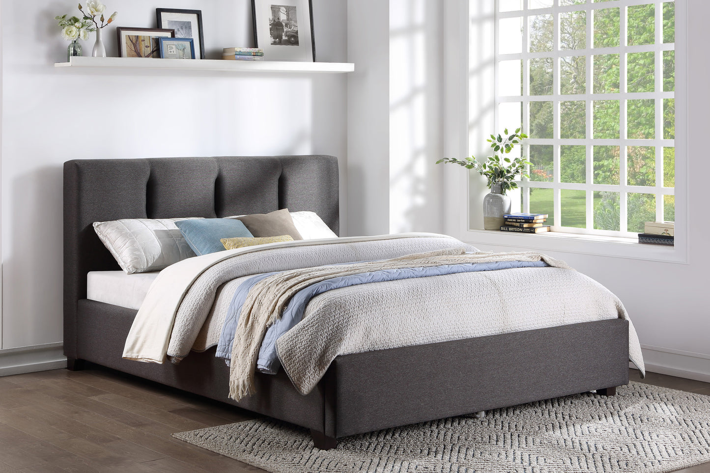 Homelegance Queen Bed Aitana Graphite Fabric 1632GH-1