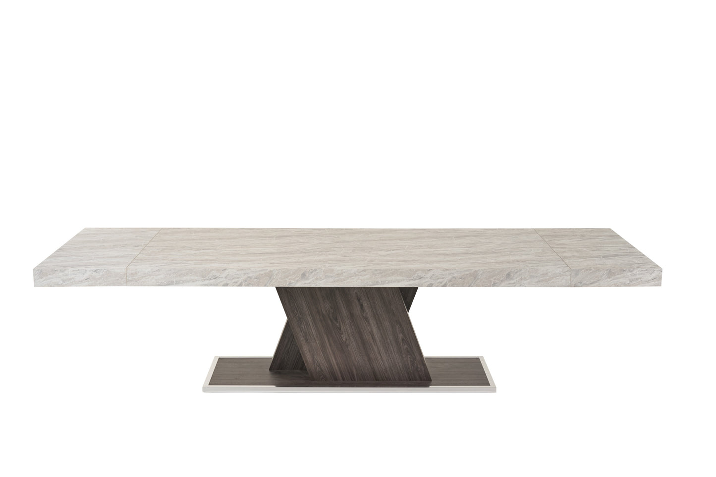 Nova Domus Cairo Italian Modern Faux Marble and Pecan Elm Extendable Dining Table