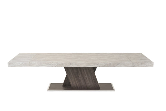 Nova Domus Cairo Italian Modern Faux Marble and Pecan Elm Extendable Dining Table