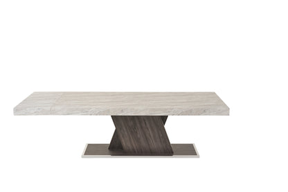 Nova Domus Cairo Italian Modern Faux Marble and Pecan Elm Extendable Dining Table