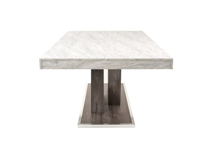 Nova Domus Cairo Italian Modern Faux Marble and Pecan Elm Extendable Dining Table