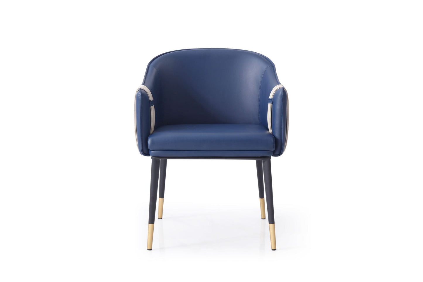 Modrest Calderon Blue and Beige Vegan Leather Dining Chair