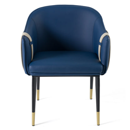 Modrest Calderon Blue and Beige Vegan Leather Dining Chair