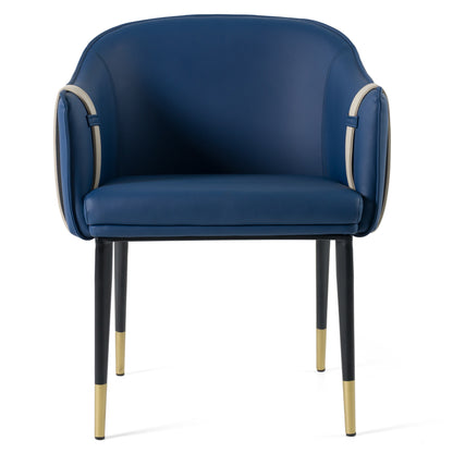Modrest Calderon Blue and Beige Vegan Leather Dining Chair