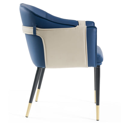Modrest Calderon Blue and Beige Vegan Leather Dining Chair