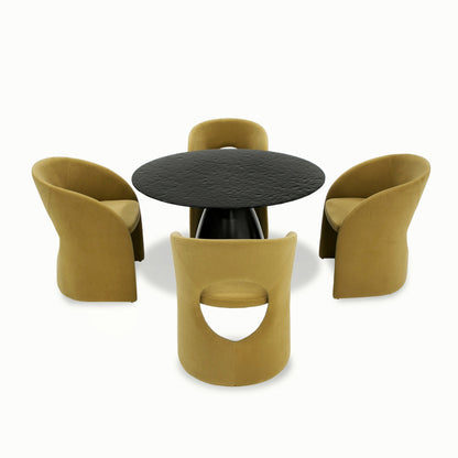 Modrest Calexico Contemporary Black Wave Glass Round Dining Table