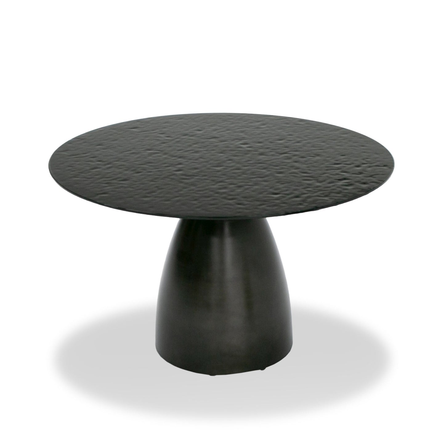 Modrest Calexico Contemporary Black Wave Glass Round Dining Table