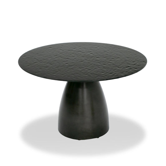 Modrest Calexico Contemporary Black Wave Glass Round Dining Table