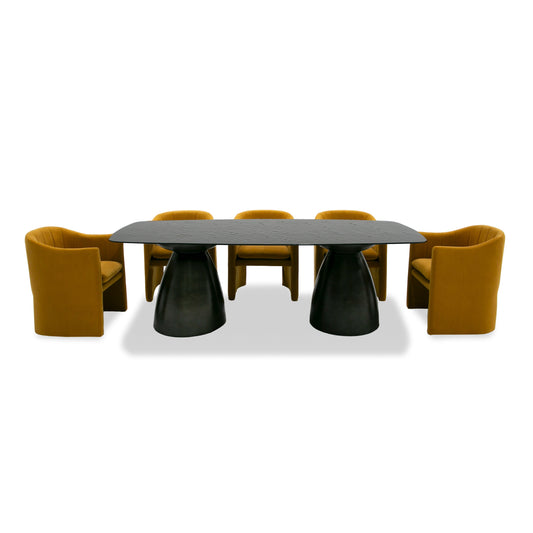 Modrest Calexico Contemporary Black Wave Glass Wide Rectangular Dining Table