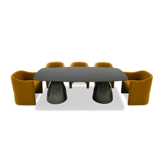 Modrest Calexico Contemporary Black Wave Glass Rectangular Dining Table