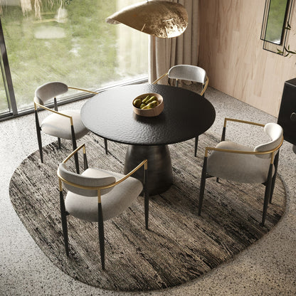Modrest Calexico Contemporary Black Wave Glass Round Dining Table