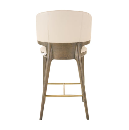 Modrest Calvary Mid-Century Modern Beige Vegan Leather Grey Ash Counter Chair