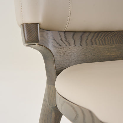Modrest Calvary Mid-Century Modern Beige Vegan Leather Grey Ash Counter Chair