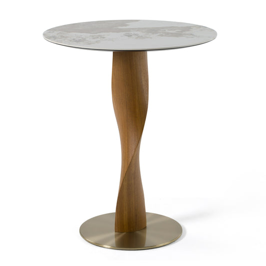 Modrest Calvary Mid-Century Modern Ceramic Walnut Bar Table