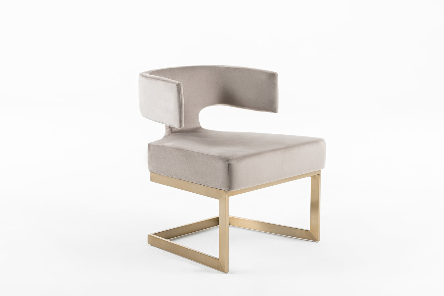 Modrest Calvo Modern Off-White Velvet and Brass Dining Chair