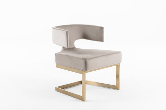 Modrest Calvo Modern Off-White Velvet and Brass Dining Chair