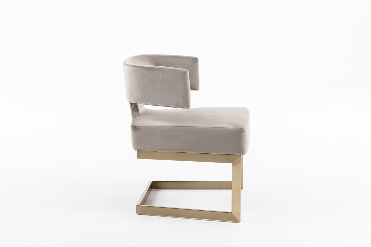 Modrest Calvo Modern Off-White Velvet and Brass Dining Chair