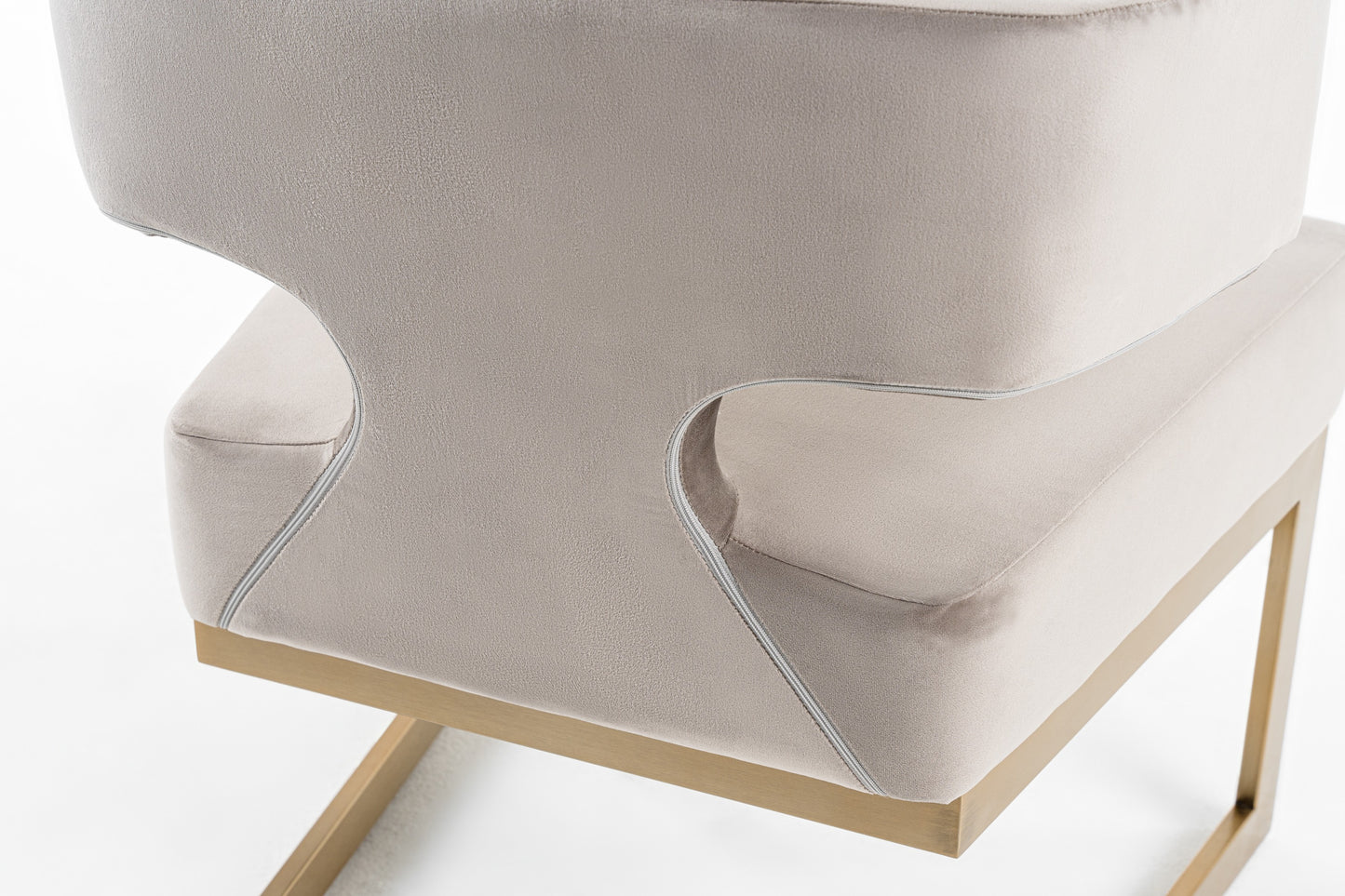 Modrest Calvo Modern Off-White Velvet and Brass Dining Chair