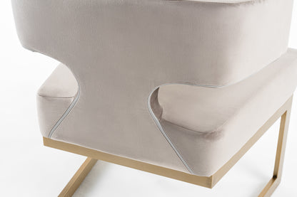 Modrest Calvo Modern Off-White Velvet and Brass Dining Chair