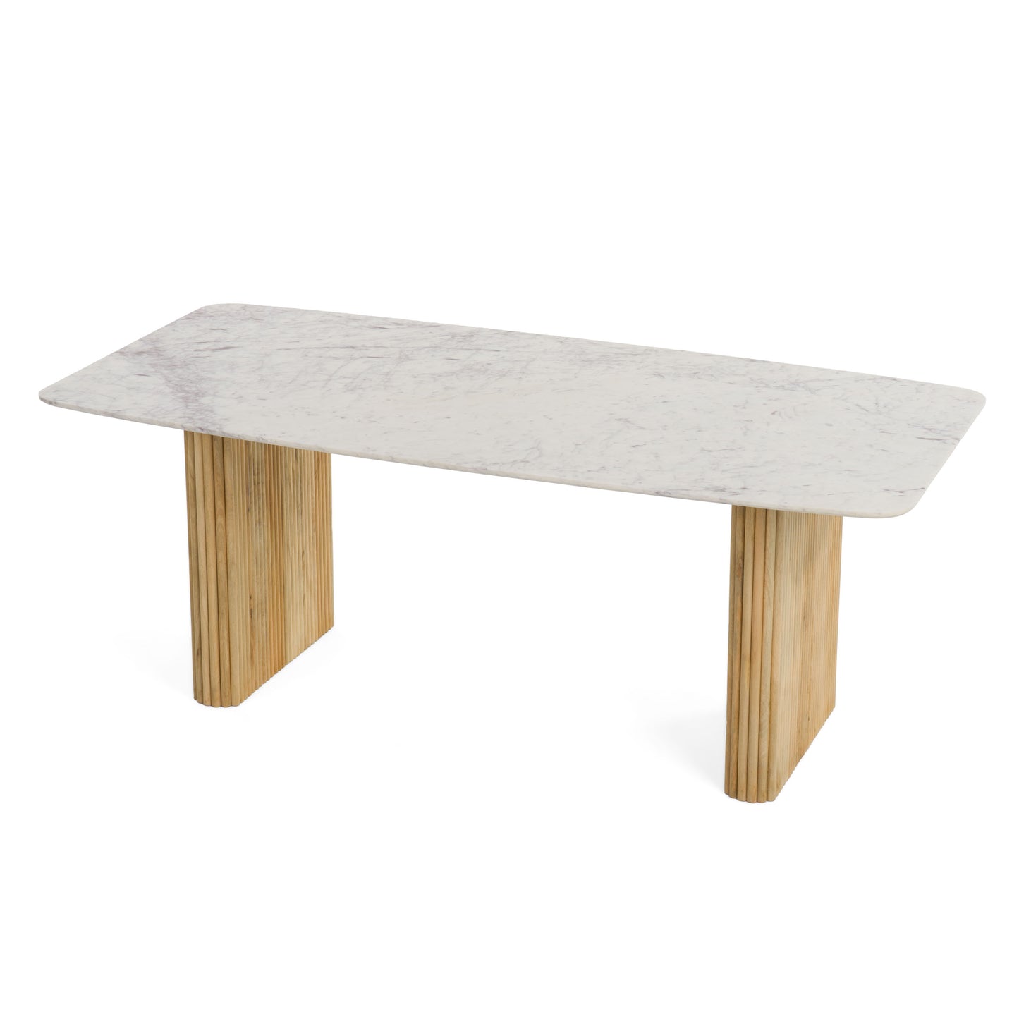 Modrest Cambridge White Marble and Mango Rectangular Dining Table