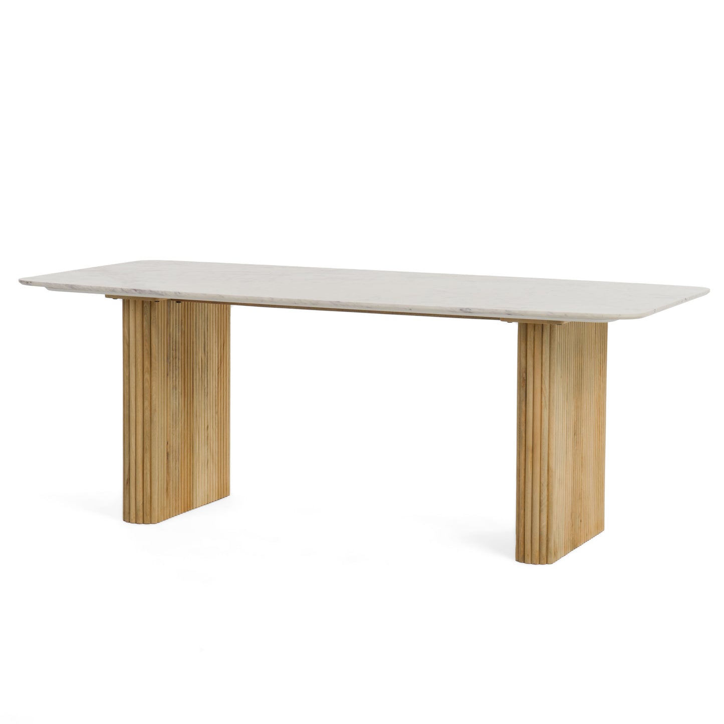 Modrest Cambridge White Marble and Mango Rectangular Dining Table