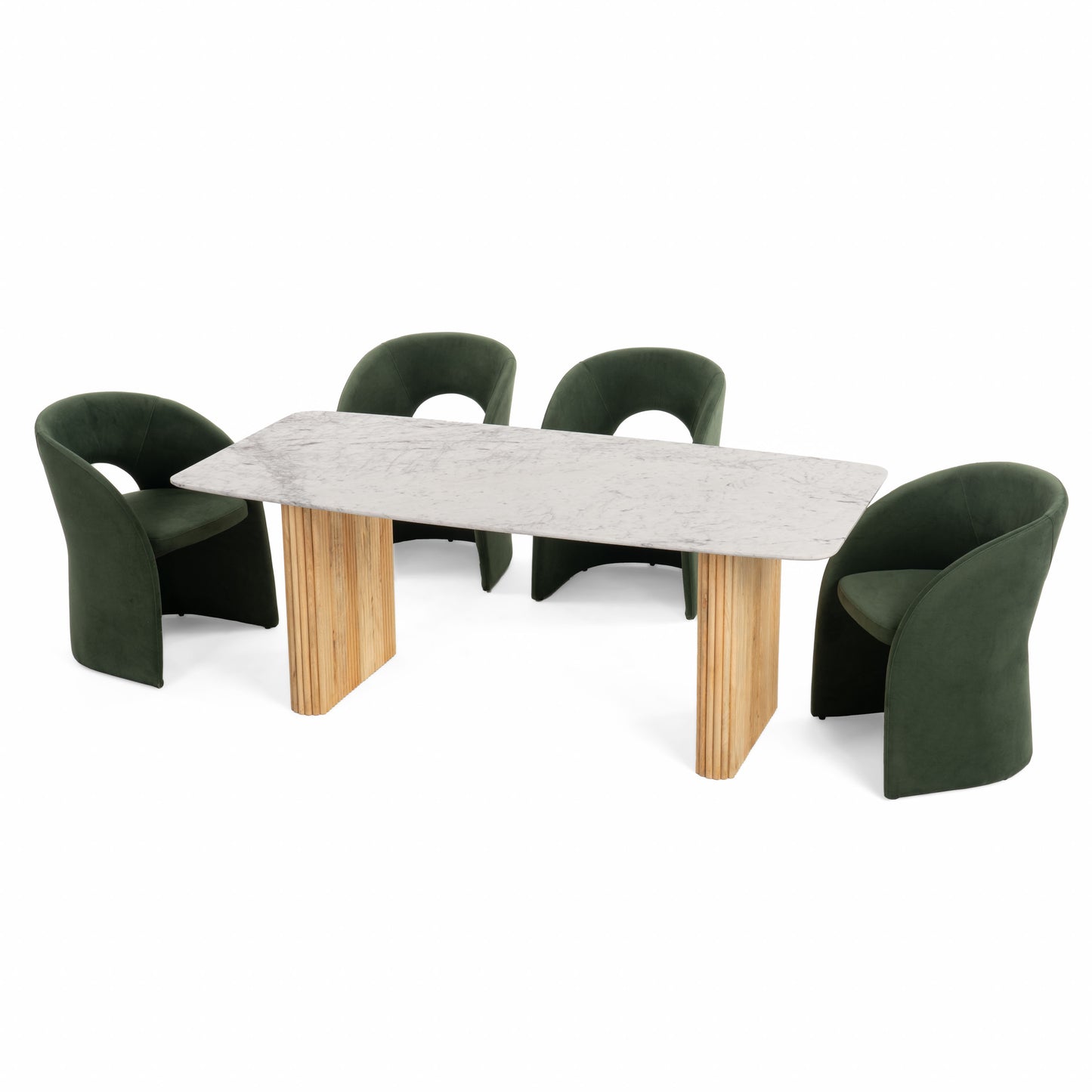 Modrest Cambridge White Marble and Mango Rectangular Dining Table