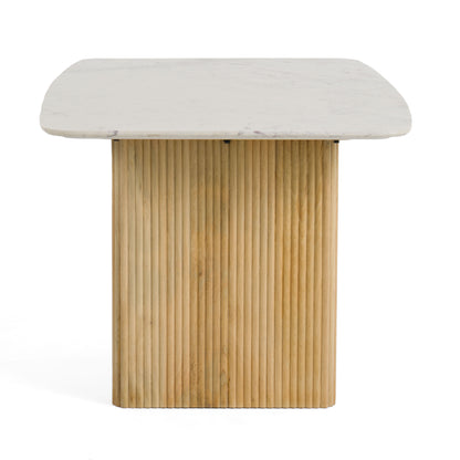 Modrest Cambridge White Marble and Mango Rectangular Dining Table