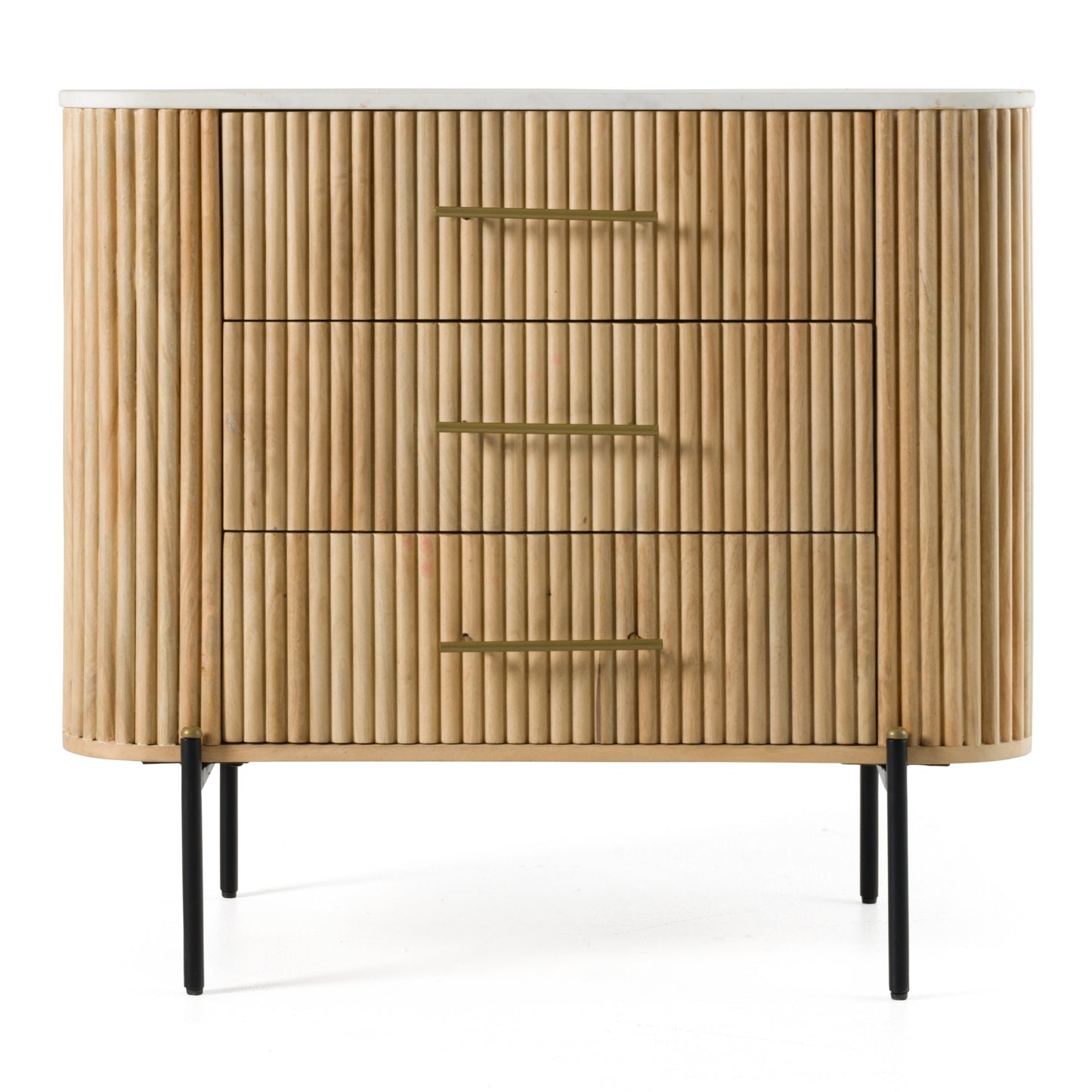 Modrest Cambridge White Marble and Mango 3 Drawer Dresser