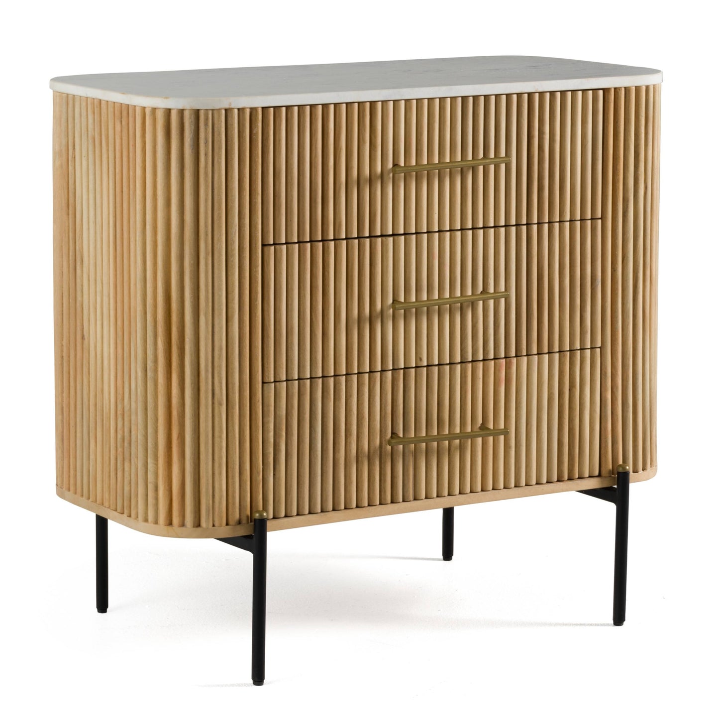 Modrest Cambridge White Marble and Mango 3 Drawer Dresser
