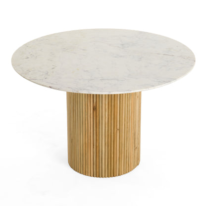 Modrest Cambridge White Marble and Mango Round Dining Table
