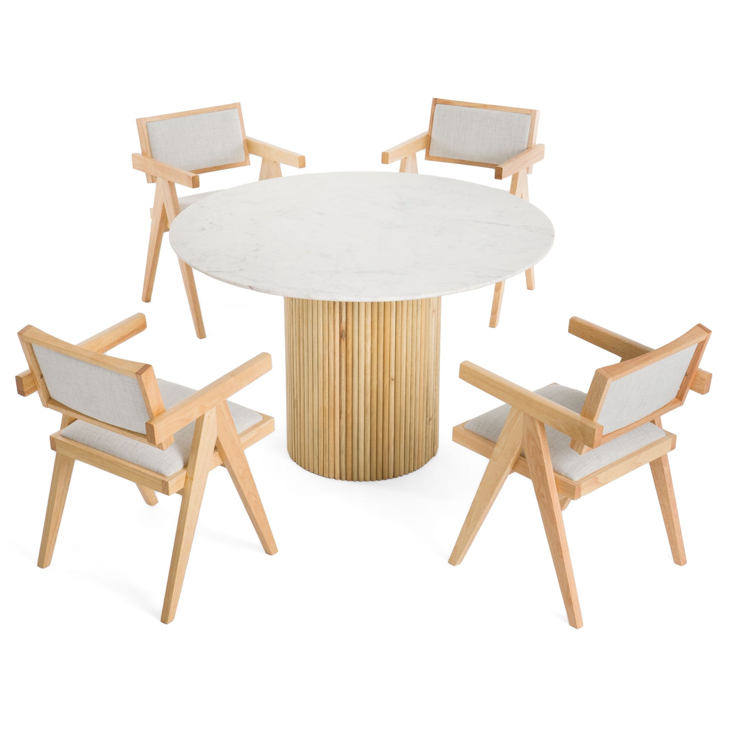 Modrest Cambridge White Marble and Mango Round Dining Table