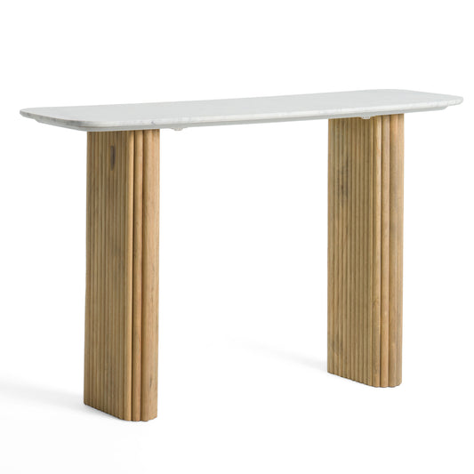 Modrest Cambridge White Marble and Mango Console Table