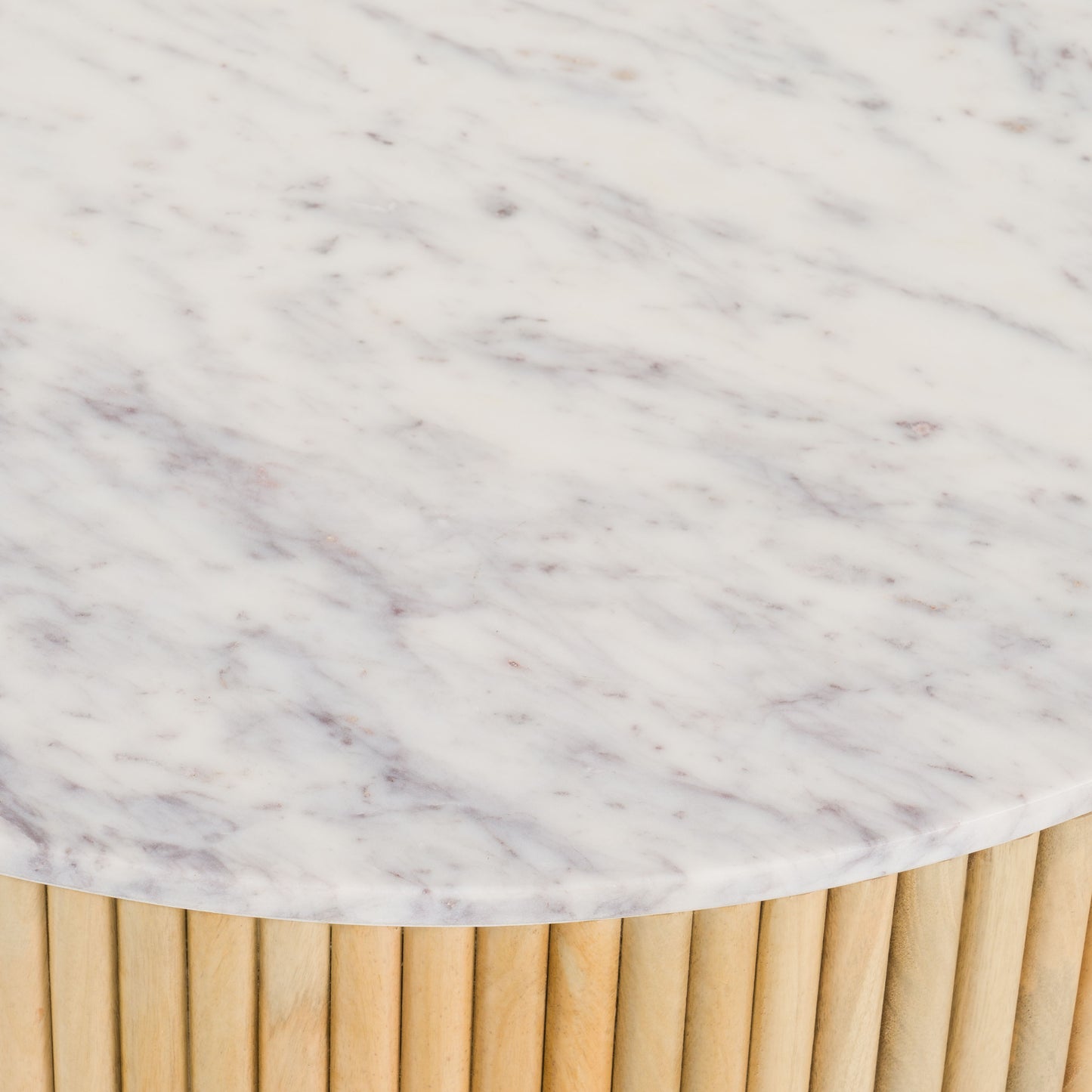 Modrest Cambridge White Marble and Mango Round Coffee Table