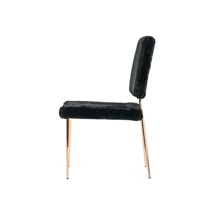 Candace Modern Black Faux Fur Dining Chair