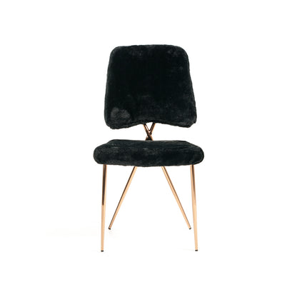 Candace Modern Black Faux Fur Dining Chair
