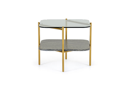 Modrest Cari Glam Gold Glass End Table