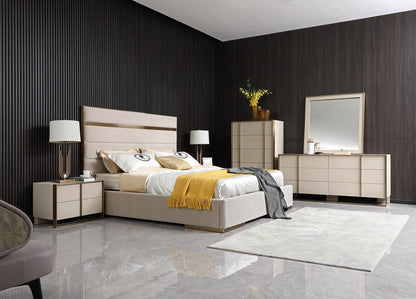 Nova Domus Cartier Modern Beige Shagreen and Brushed Brass Dresser