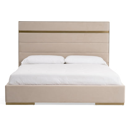 Modrest Cartier Modern Beige Velvet and Brushed Brass Bed
