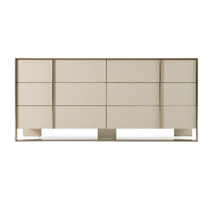 Nova Domus Cartier Modern Beige Shagreen and Brushed Brass Dresser