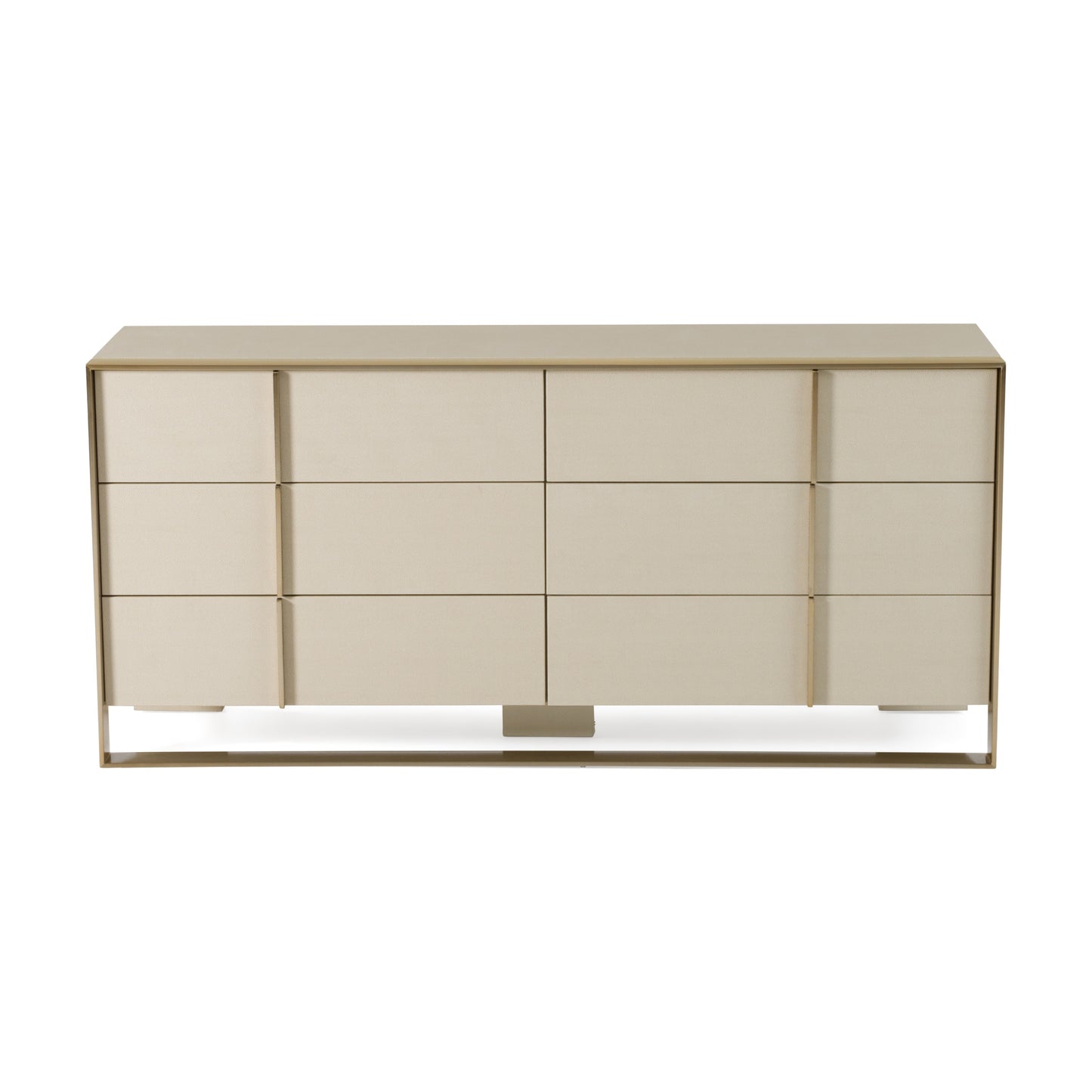 Nova Domus Cartier Modern Beige Shagreen and Brushed Brass Dresser