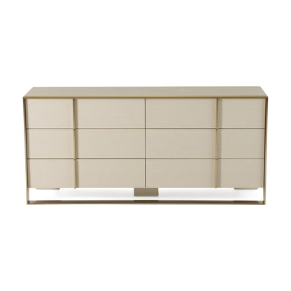 Nova Domus Cartier Modern Beige Shagreen and Brushed Brass Dresser
