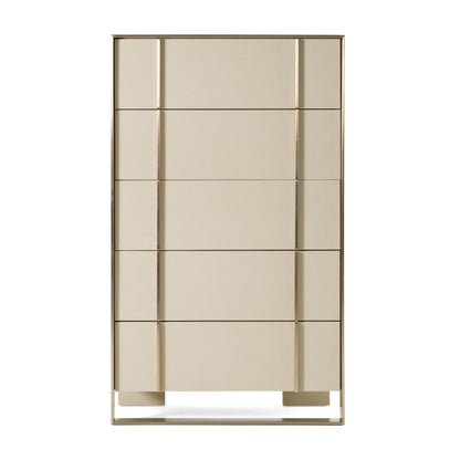 Nova Domus Cartier Modern Beige Shagreen and Brushed Brass Chest