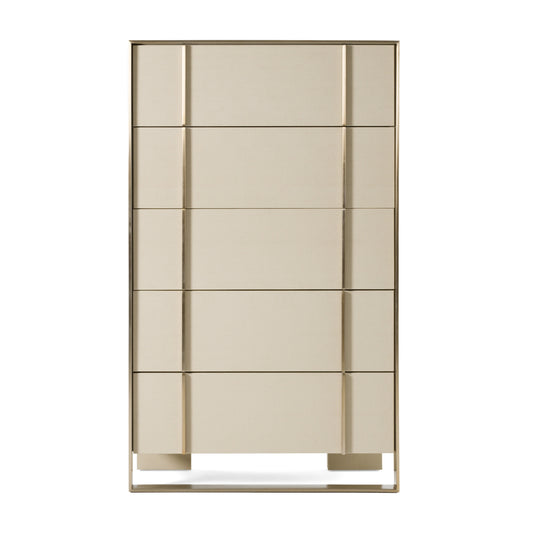 Nova Domus Cartier Modern Beige Shagreen and Brushed Brass Chest