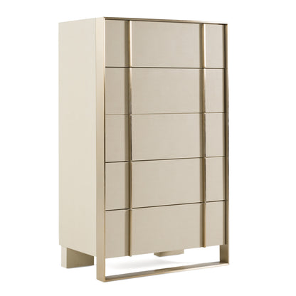 Nova Domus Cartier Modern Beige Shagreen and Brushed Brass Chest