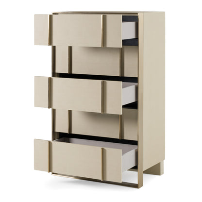 Nova Domus Cartier Modern Beige Shagreen and Brushed Brass Chest