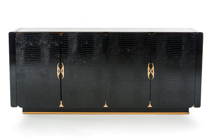 Talin Modern Black Crocodile and Rosegold Buffet
