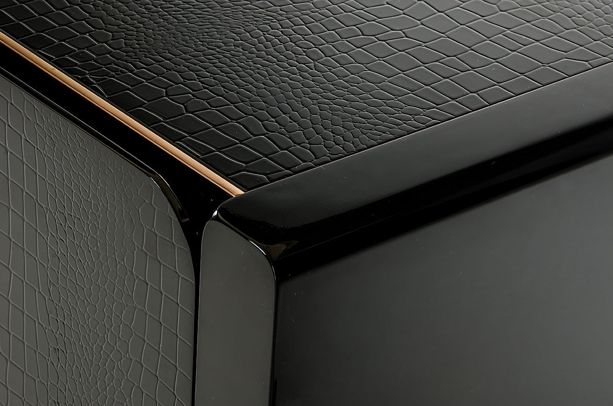 Talin Modern Black Crocodile and Rosegold Buffet