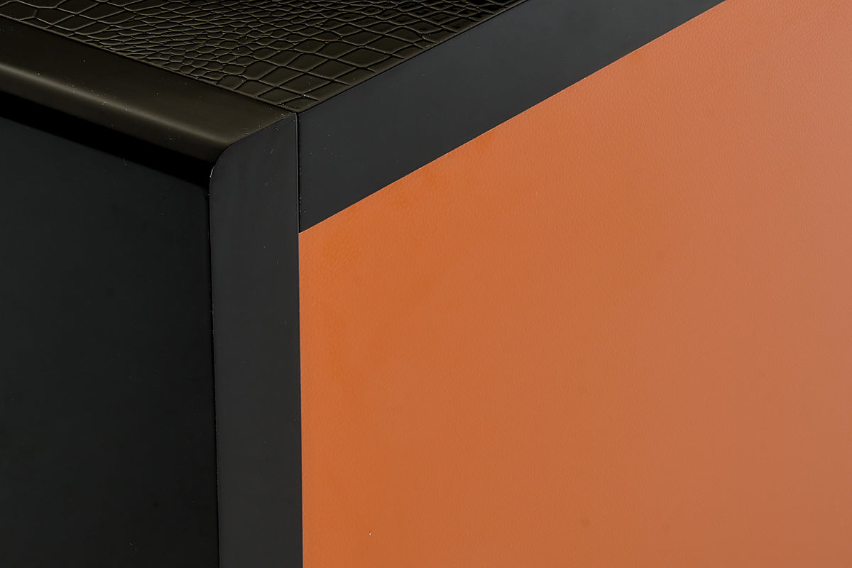 Talin Modern Black Crocodile and Rosegold Buffet